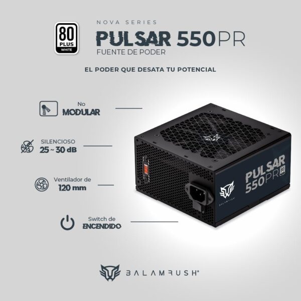 FUENTE DE PODER BALAM RUSH (BR-937726) PULSAR 550PR,550W,80 PLUS WHITE,VENT 120MM,NEGRO
