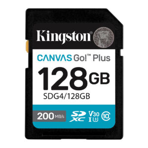 Tarjeta de memoria SD Canvas Go! Plus SDXC KINGSTON 128GB (SDG4/128GB) CANVAS GO PLUS, UHS-I, CLASE10 Hasta 200/100MB/seg Lectura/Escritura
