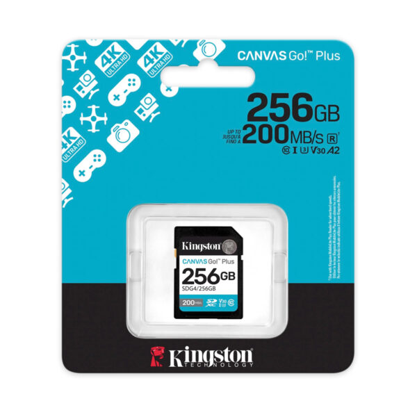 Tarjeta de memoria SD Canvas Go! Plus SDXC KINGSTON 256GB (SDG4/256GB) CANVAS GO PLUS, UHS-I, CLASE10 Hasta 200/160MB/seg Lectura/Escritura - Image 2