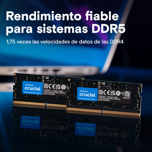 MEMORIA SODIMM DDR5 CRUCIAL (CT8G56C46S5) 8GB 5600MHZ, CL46 1.1V/(5V ext) Unbuffered - Image 6