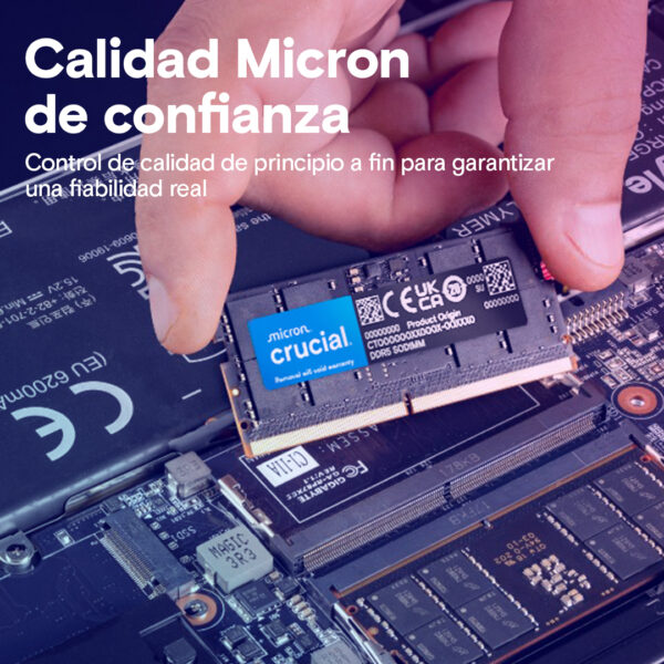 MEMORIA SODIMM DDR5 CRUCIAL (CT8G56C46S5) 8GB 5600MHZ, CL46 1.1V/(5V ext) Unbuffered - Image 2