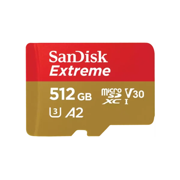MEMORIA MICROSD SDXC SANDISK 512GB (SDSQXAV-512G-GN6MA) EXTREME, UHS-I, V30, U3, A2, C/ADAPTADOR Rendimiento de lectura secuencial hasta 190MB/s Rendimiento de escritura secuencial hasta 130MB/s Perfecta para capturar videos 4K UHD