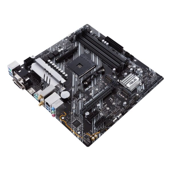 MOTHERBOARD ASUS (PRIME B550M-A AC) AMD AM4 mATX con PCIe 4.0, dual M.2, WiFi, HDMI, D-Sub, DVI, SATA 6 Gbps, puertos USB 3.2 Gen 2 e iluminación Aura Sync RGB - Image 2