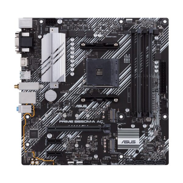 MOTHERBOARD ASUS (PRIME B550M-A AC) AMD AM4 mATX con PCIe 4.0, dual M.2, WiFi, HDMI, D-Sub, DVI, SATA 6 Gbps, puertos USB 3.2 Gen 2 e iluminación Aura Sync RGB - Image 6