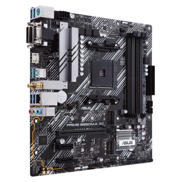 MOTHERBOARD ASUS (PRIME B550M-A AC) AMD AM4 mATX con PCIe 4.0, dual M.2, WiFi, HDMI, D-Sub, DVI, SATA 6 Gbps, puertos USB 3.2 Gen 2 e iluminación Aura Sync RGB - Image 3